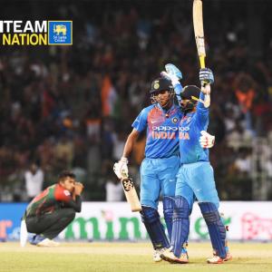PHOTOS: Karthik six off last ball seals India's T20 tri-series win