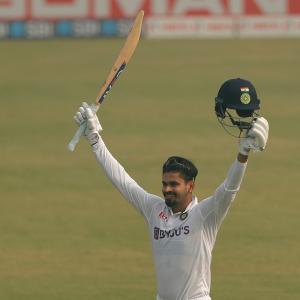 Shreyas Iyer slams century on Test debut