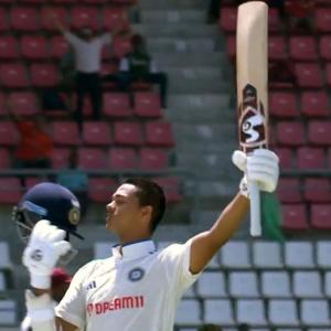PIX: Jaiswal hits century on debut; India in control