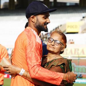 Mother's Hug For Debutant Akash Deep