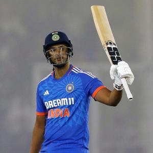 1st T20 PIX: Dube's fifty powers India to easy victory