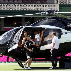 SEE: Warner Lands At SCG In Helicopter!