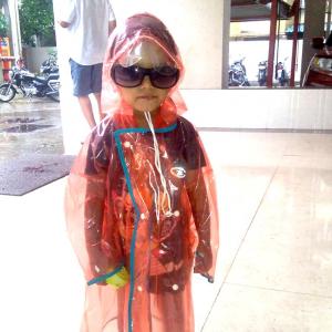 Monsoon pix: Young swag in rain gear