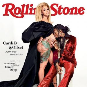 Cardi B bares baby bump on Rolling Stone cover