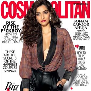 Sonam rocks cleavage in a plunging shirt