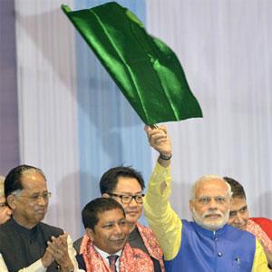 Modi flags off 1st train to Meghalaya