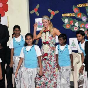 PIX:Paris Hilton visits orphanage, Siddhivinayak in Mumbai