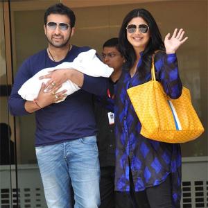 PIX: Shilpa Shetty brings her baby home