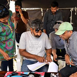 CANDID PICTURES: On the sets of Baahubali