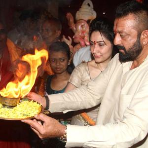 PIX: Sanjay Dutt, Maanayata welcome Lord Ganesha