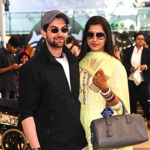 PIX: Newlyweds Neil-Rukmini return to Mumbai
