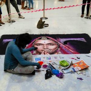 Padmavati controversy: Now, a rangoli is destroyed