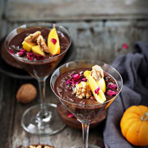 Recipe: Dark Chocolate Pumpkin Walnut Oat Pudding