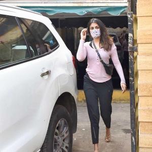 PIX: Rhea Chakraborty gets ready for work