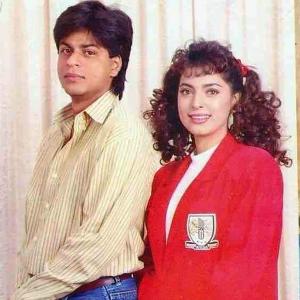 Which film were SRK, Juhi shooting for?