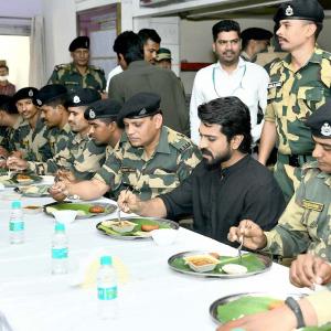 Ram Charan Enjoys A Meal With BSF Jawans