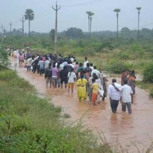 Pix: Heavy rains lash Andhra; 25 dead, 80,000 evacuated
