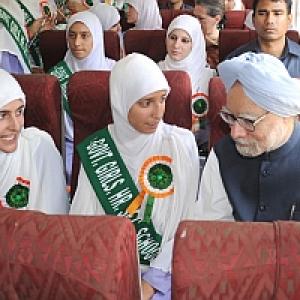 PM interacts with school children on board train to Kashmir