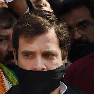 At Parliament, Rahul leads protest, BJP sings bhajans