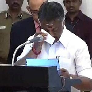 Tamil Nadu's new CM, colleagues break down during swearing-in