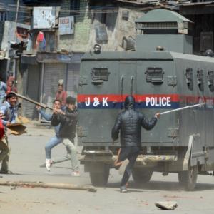 PHOTOS: Protests, stone pelting over clusters for Pandits in Srinagar