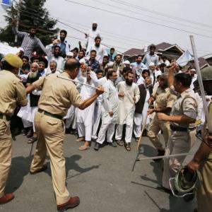 Geelani put under house arrest; cops use water cannons on protesters