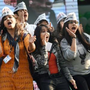 Celebrations erupt as AAP lands to victory