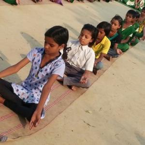 These students from a UP village did yoga for the first time on Sunday