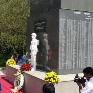 Swaraj honours martyred Indian soldiers at IPKF memorial