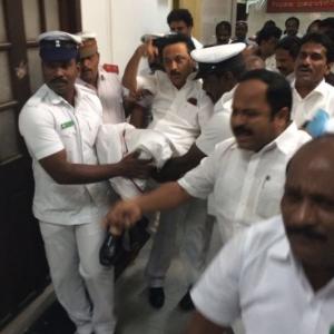 Stalin, all DMK MLAs thrown out of TN assembly
