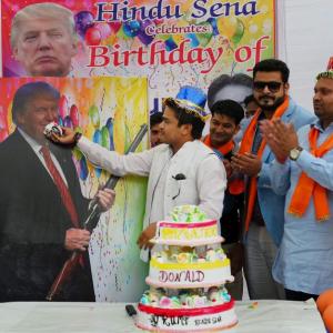 Hindu Sena celebrates 'messiah against Islamic terror' Trump's birthday