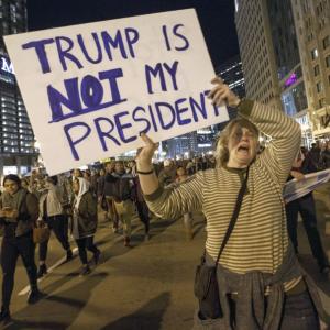 'NOT MY PRESIDENT' protests rage on in US