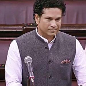 Sachin's first speech in Rajya Sabha drowned out by Congress members