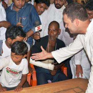 Denied entry to town, Rahul meets clash victims at Saharanpur border