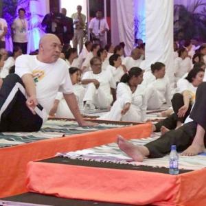 PHOTOS: Netas roll out mats for Yoga Day