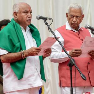 In the name of god and farmers, BSY takes oath as K'taka CM