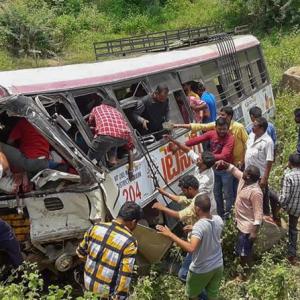 57 killed as bus falls into valley in Telangana
