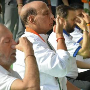 Amit Shah, Rajnath Singh.. When our netas do yoga