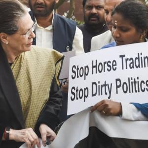 Murder of democracy: Cong protests against BJP