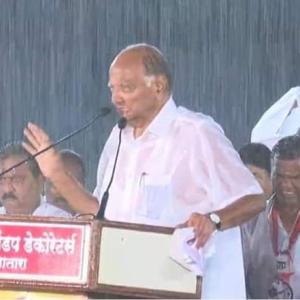 Soaked in rain, Pawar admits 'mistake' in Satara rally