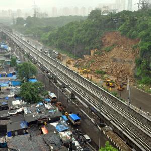PHOTOS: Landslide on WEH after heavy rain in Mumbai