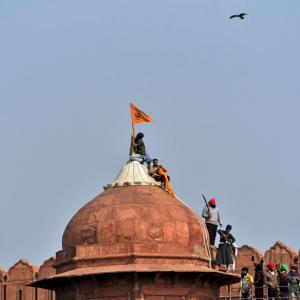 SEE: Farmers storm Red Fort, plant flag on dome