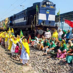 PIX: Farmers' Bharat Bandh hits rail, road traffic
