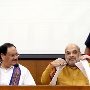 Shah, Nadda meet BJP brass, ministers over 144 seats