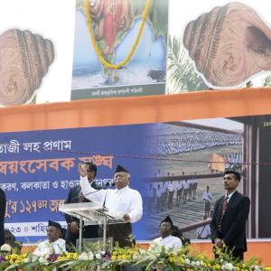 In Kolkata RSS chief claims common goal with Bose -- making India great
