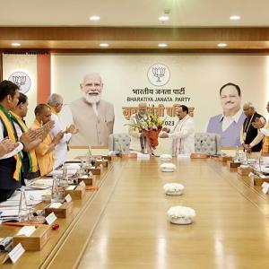 BJP flexes muscle with NDA meet on same day as Oppn