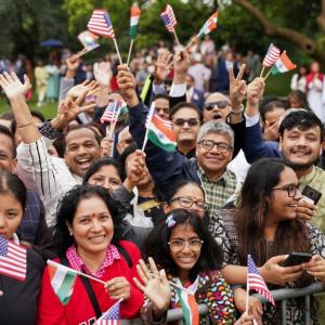 Indian Americans gather outside WH to welcome Modi