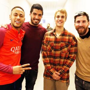 Justin Bieber trains with Neymar at FC Barcelona