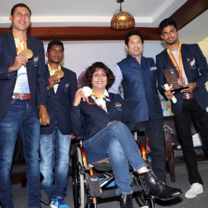 PHOTOS: Tendulkar felicitates Indian Paralympics medal winners
