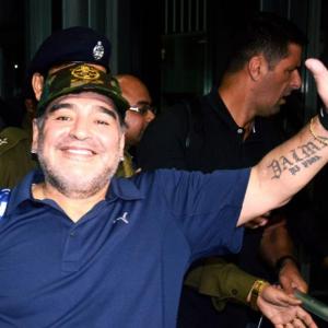 First Look: Maradona arrives in Kolkata sans fan-frenzy